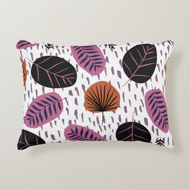 Tropiska löv, modernt, sömlöst mönster. prydnadskudde (Framsidan)