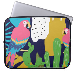 Tropiska löv, morötter: sommarbakgrund. laptop fodral