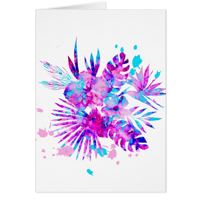 Tropiska Löv och Blommar Hälsningskort (Framsidan)