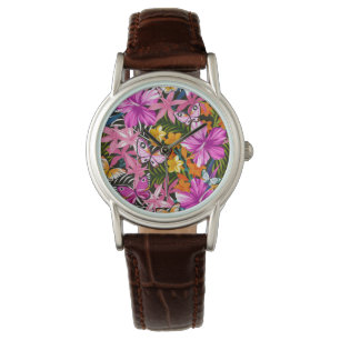 Tropiska löv och blommor armbandsur