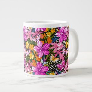 Tropiska löv och blommor jumbo mugg