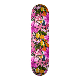 Tropiska löv och blommor mini skateboard bräda 18,5 cm