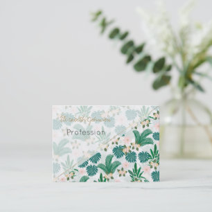 Tropiska Löv och Blommor Vita Mönster Visitkort