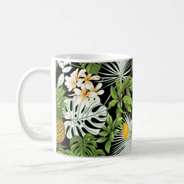 Tropiska löv och frukter, sömlösa mönster kaffemugg (Vänster)