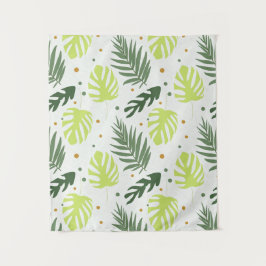 Tropiska löv och polka dots på struktur.