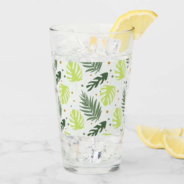 Tropiska löv och polka dots på struktur. glaskopp (Bakside Is)