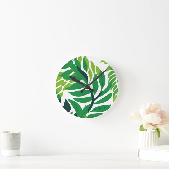 Tropiska Löv och växter Rund Klocka (Hem)