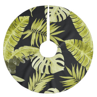 Tropiska löv, orkidéer, vattenfärg mönster. julgransmatta borstad polyester