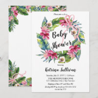Tropiska Löv | Rosa Blommigt Girl Baby Shower