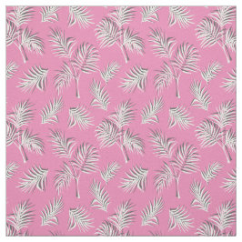 Tropiska Löv Rosa och Vita Mönster Tyg