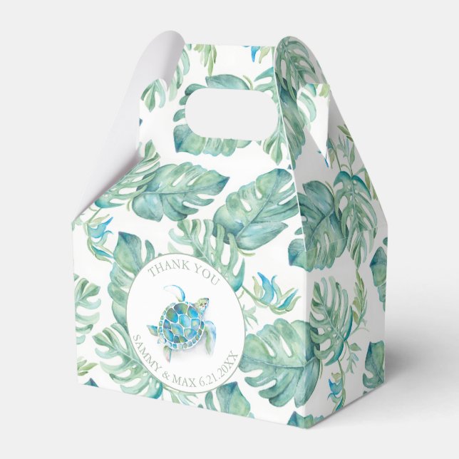 Tropiska Löv Sea Turtle Watercolor Presentaskar (Framsidan Sidan)