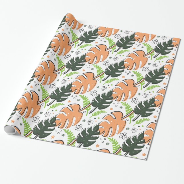 tropiska löv som omsluter pappra presentpapper (Utrullad)