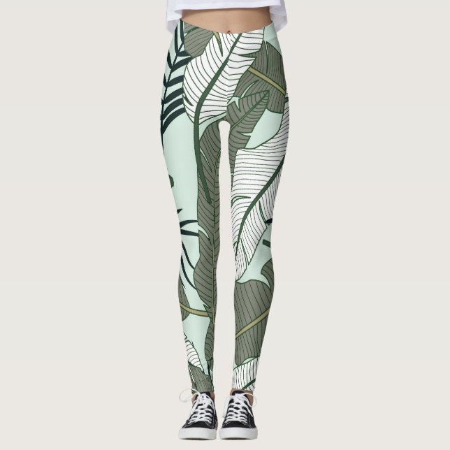 Tropiska Löv: Sömlös natur Mönster. Leggings (Framsida)