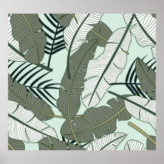 Tropiska Löv: Sömlös natur Mönster. Poster