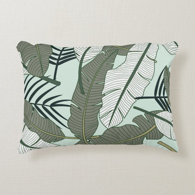 Tropiska Löv: Sömlös natur Mönster. Prydnadskudde (Framsidan)