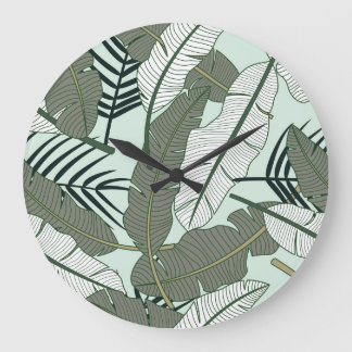 Tropiska Löv: Sömlös natur Mönster. Stor Klocka
