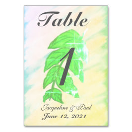 Tropiska Löv-vattenfärgen Bröllop Bord-nr Bordsnummer