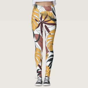 Tropiska löv: vibrerande, sömlös bakgrund. leggings