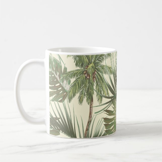 Tropiska Löv Vintage Handflatan Tapet Kaffemugg (Vänster)