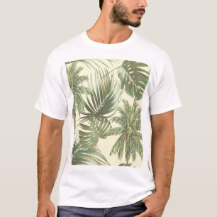Tropiska Löv Vintage Handflatan Tapet T Shirt