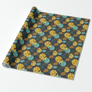 Tropiska Löv Vintage Tapet Mönster Presentpapper