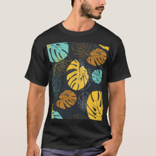 Tropiska Löv Vintage Tapet Mönster T Shirt