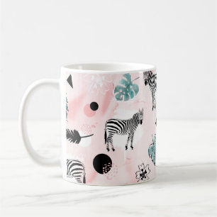 Tropiska Löv Zebröder Tie-Dye Mönster Kaffemugg