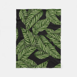 Tropiska Löven Mönster Fleecefilt