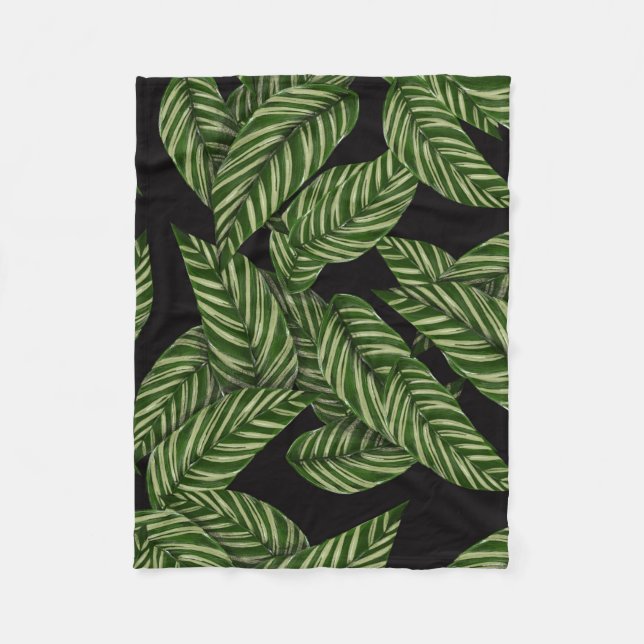 Tropiska Löven Mönster Fleecefilt (Framsidan)