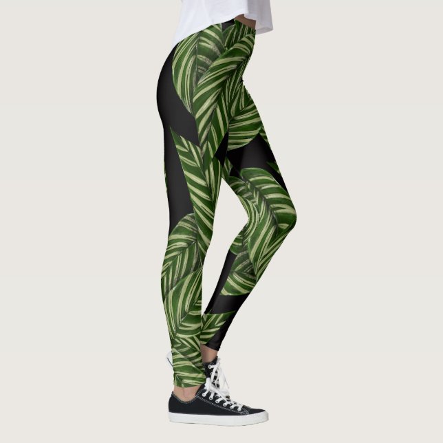 Tropiska Löven Mönster Leggings (Höger)
