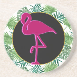 Tropiska Löven Mönster och Rosa Flamingo Underlägg