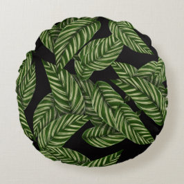Tropiska Löven Mönster Rund Kudde