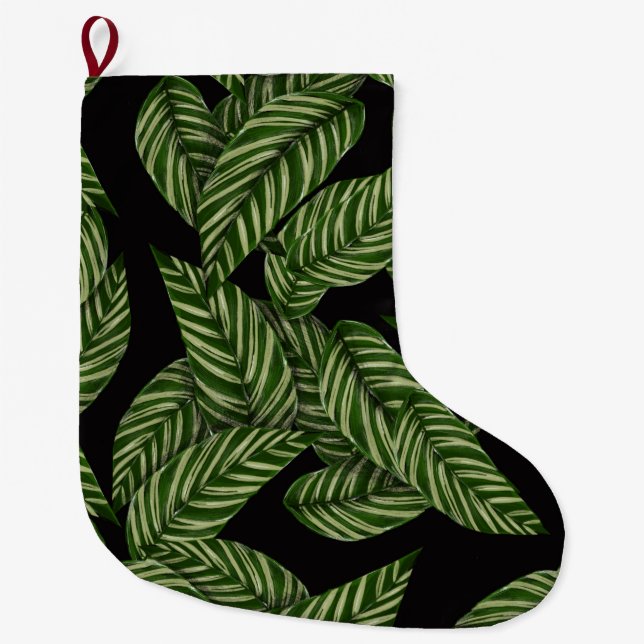 Tropiska Löven Mönster Stor Julstrumpa (Framsidan)