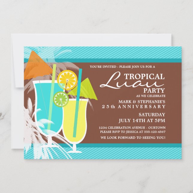 Tropiska Luau-festinvitationer Inbjudningar (Framsida)
