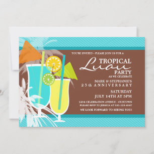 Tropiska Luau-festinvitationer Inbjudningar