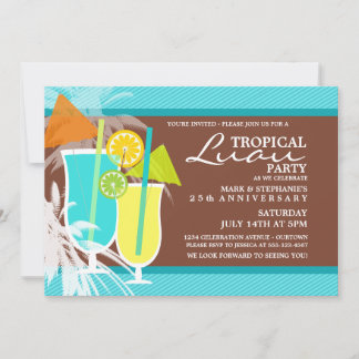Tropiska Luau-festinvitationer Inbjudningar