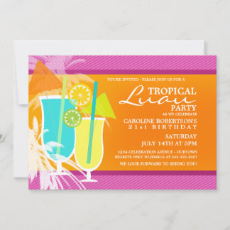 Tropiska Luau-festinvitationer Inbjudningar