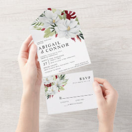 Tropiska Magnolia White Grönt Red alla in one Invi