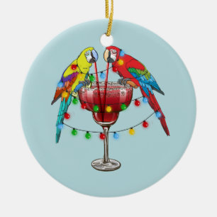 Tropiska makor som dricker Vin Julgransprydnad Keramik