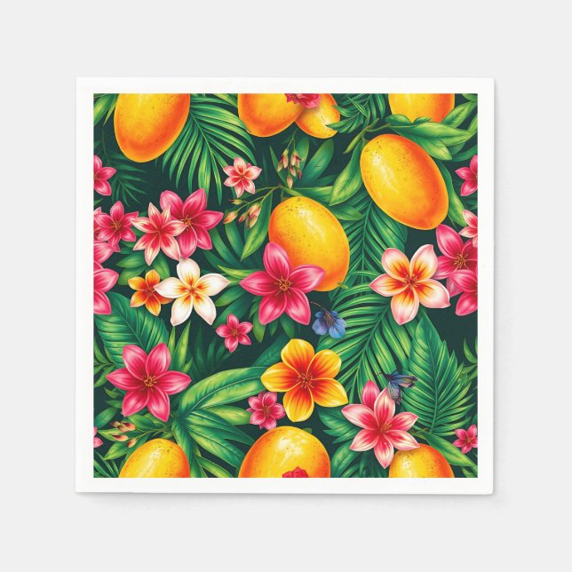 Tropiska Mango och Handflatan Löv Mönster Pappersservett (Framsidan)