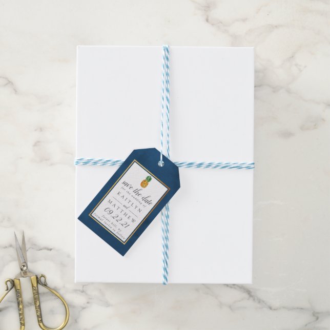 Tropiska Märkre för ananas Bröllop spara datum-gåv Presentetikett (Med Snöre)