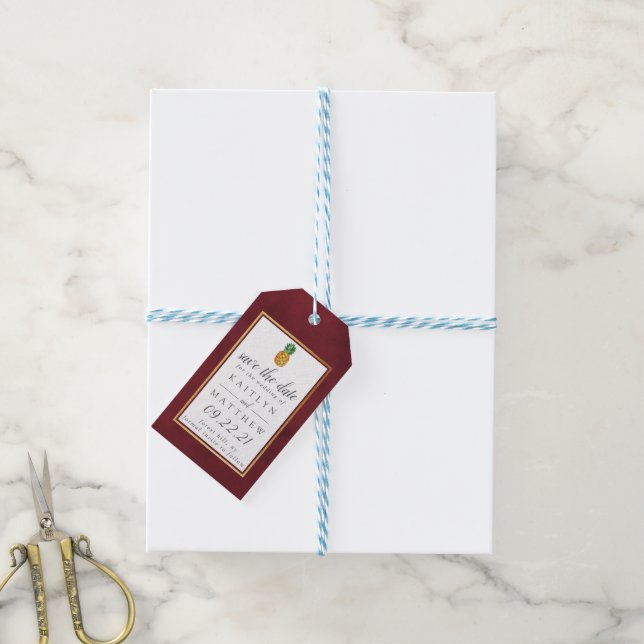 Tropiska Märkre för ananas Bröllop spara datum-gåv Presentetikett (Med Snöre)