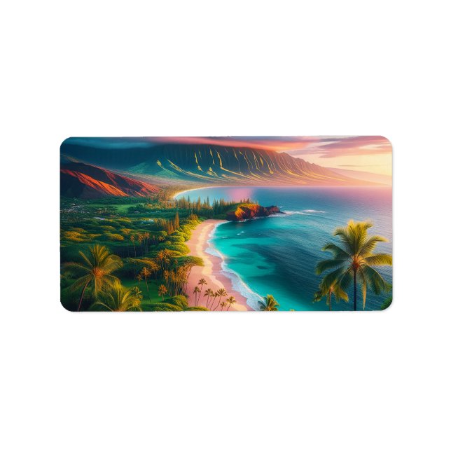 Tropiska Maui-öparadis Adressetikett (Framsidan)