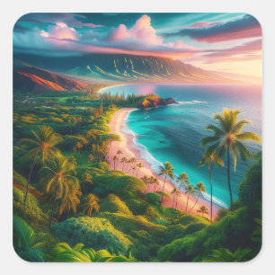 Tropiska Maui-öparadis Fyrkantigt Klistermärke