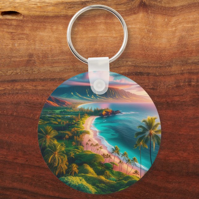 Tropiska Maui-öparadis Nyckelring (Baksida)