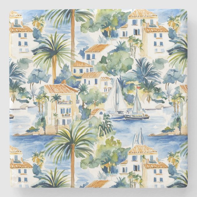 Tropiska Medelhavet Bröllop Stenunderlägg (Framsidan)