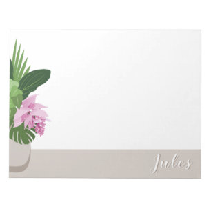 Tropiska Medinilla-Eleganten Flower Beige Vas Namn Anteckningsblock