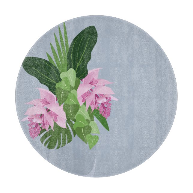 Tropiska Medinilla Rosa Flower i Blue Vas (Framsidan)