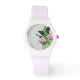 Tropiska Medinilla Rosa Flower i Grönt Vas Armbandsur