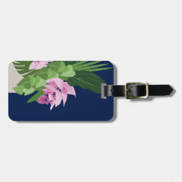 Tropiska Medinilla Rosa Flower på Mörk blått Bagagebricka